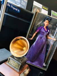 Mattel's Ella Fitzgerald doll displayed with her Grammy Award at the Ella Fitzgerald foundation