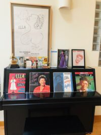 Mattel's Ella Fitzgerald doll displayed on Ella's piano at the Ella Fitzgerald Charitable Foundation